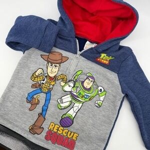 Disney‎ Toy Story Woody Buzz Lightyear Rescue Squad Quarter Zip Hoodie Kids 4T
